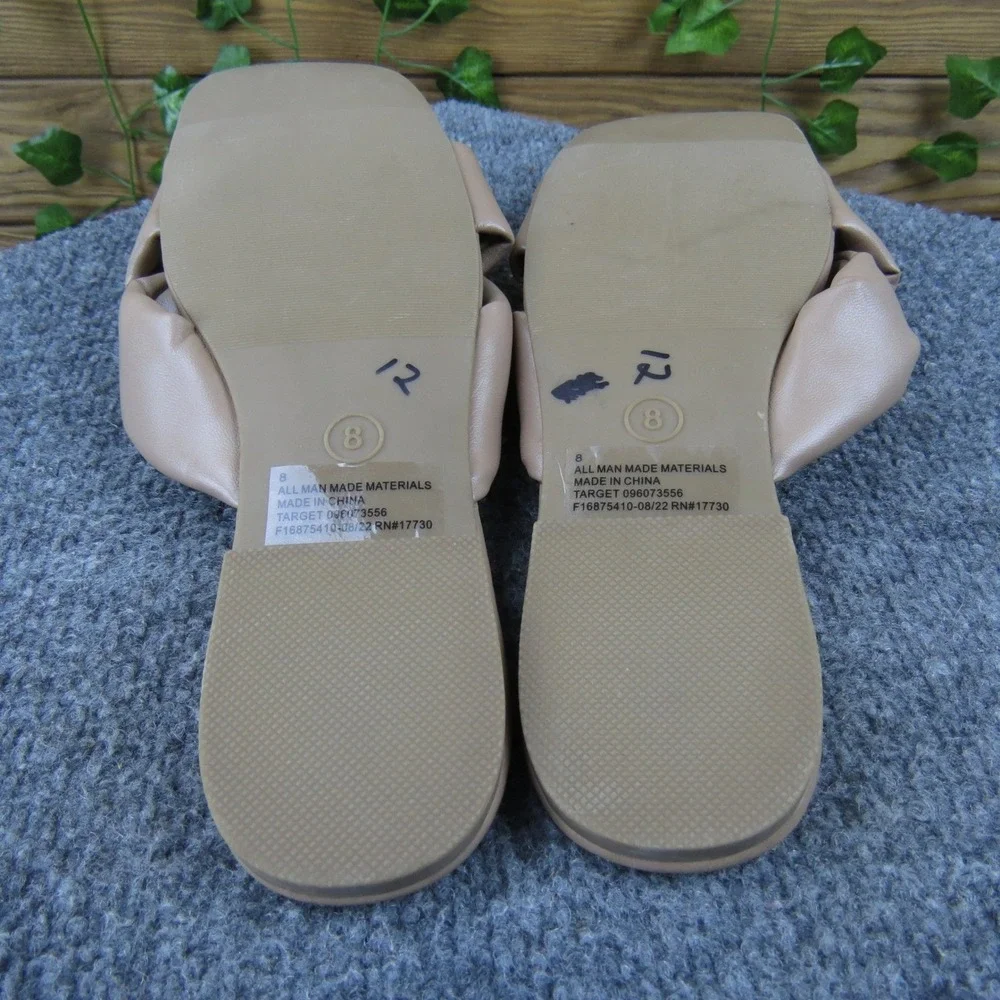 A New Day Women's Tan Twist‎ Strap Slide Sandals Size 8 Casual Stylish